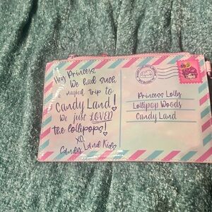 Dolls Kill Pastel Candyland Postcard Wristlet - Pink, Light Blue, Purple